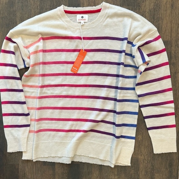 Sundry Wool and Cashmere Blend ombre Stripes Sweater - Picture 3 of 4